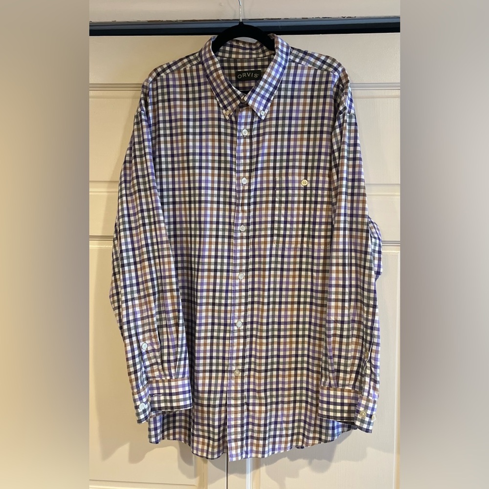Orvis Plaid Flannel Button Down Shirt - Size XXL
